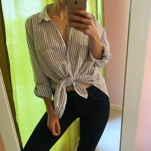 Oversized striped button down
