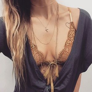SALE | NWOT | Gold Lace Bralette