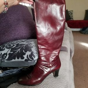 Oxblood Salvatore Ferragamo calf boots