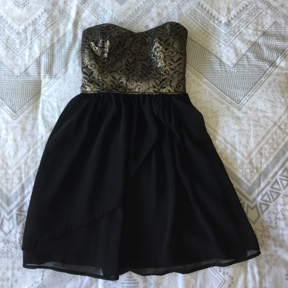 Gold and Black strapless dress