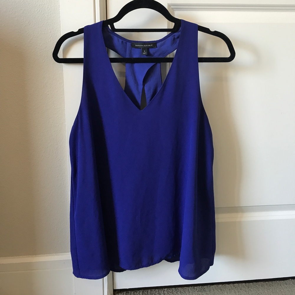 Cobalt V-neck Tank with Keyhole Back Detail