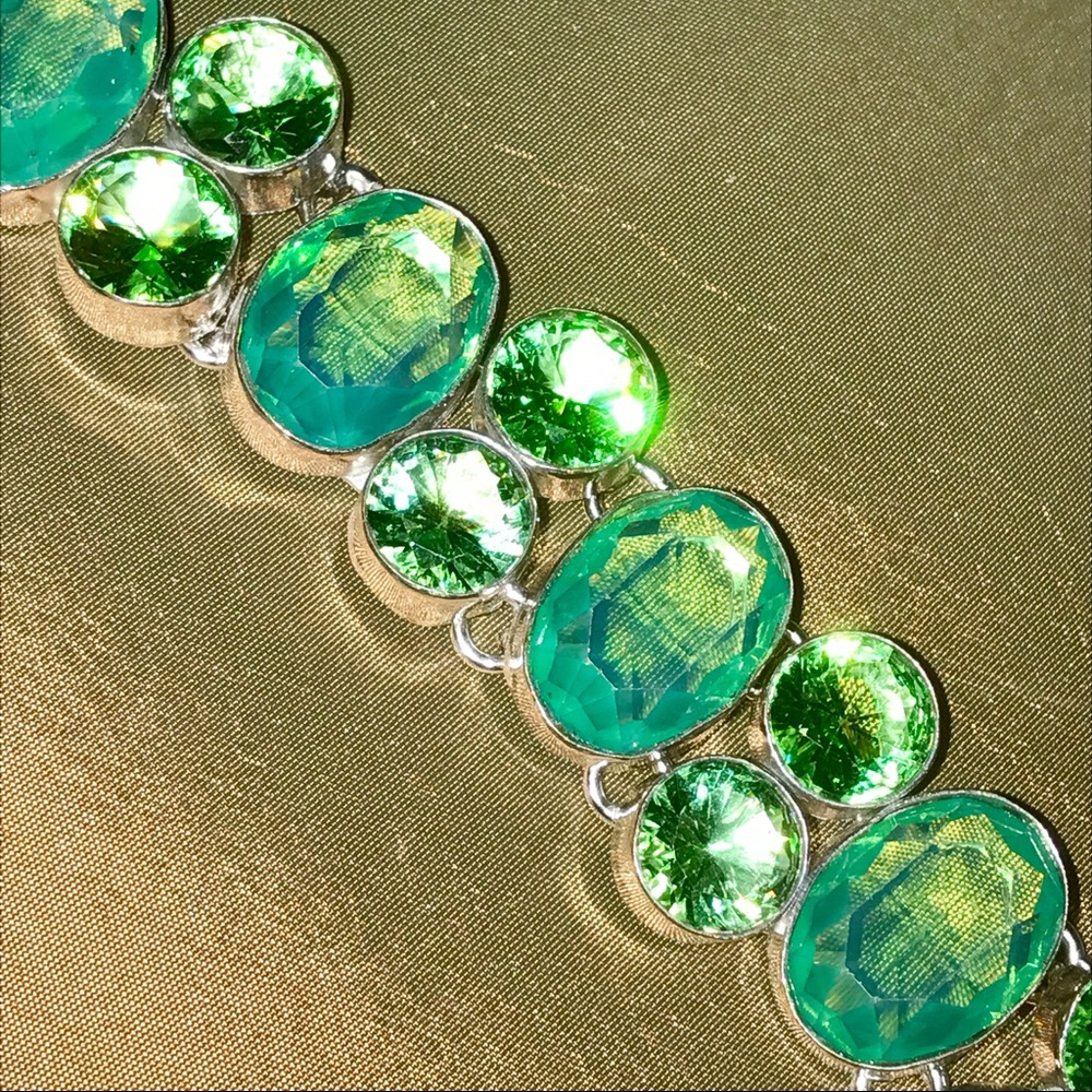 💚GREEN MILKY OPAL➕PERIDOT BRACELET•925 STERLNG💚 - Picture 4 of 8