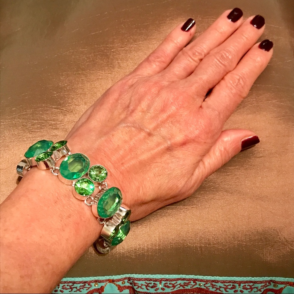 💚GREEN MILKY OPAL➕PERIDOT BRACELET•925 STERLNG💚 - Picture 6 of 8