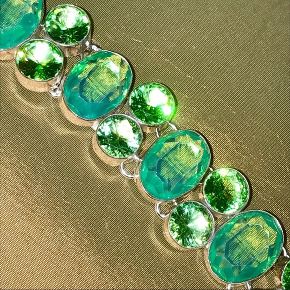💚GREEN MILKY OPAL➕PERIDOT BRACELET•925 STERLNG💚 - Picture 4 of 8
