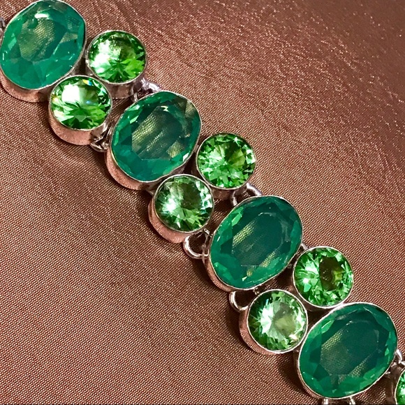 💚GREEN MILKY OPAL➕PERIDOT BRACELET•925 STERLNG💚 - Picture 5 of 8