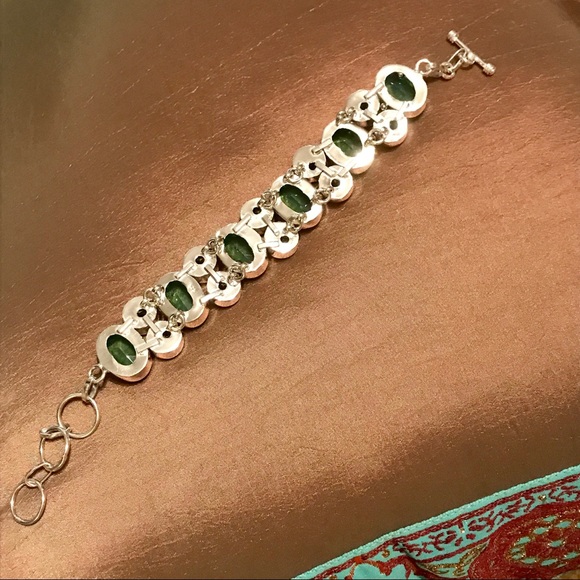 💚GREEN MILKY OPAL➕PERIDOT BRACELET•925 STERLNG💚 - Picture 7 of 8