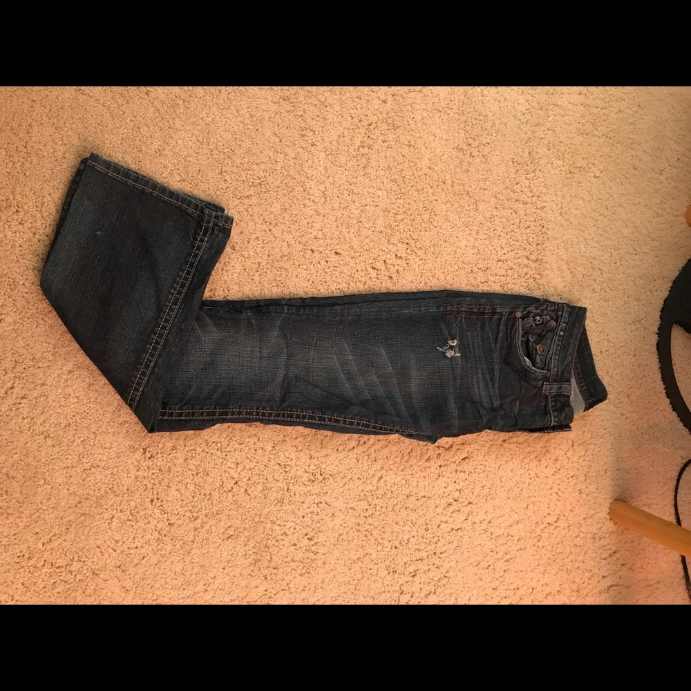 MEK DNM dark slim boot jeans.