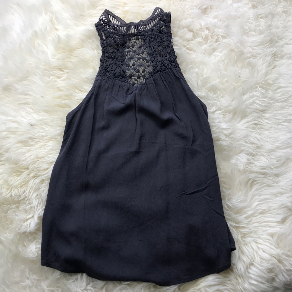 NEW!! Dark Gray Top with Lace!!