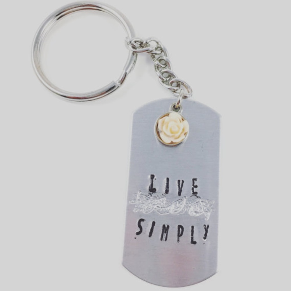Live Simply Keychain / Minimalist Quote Keychain