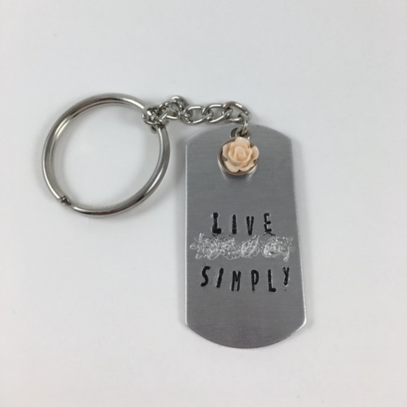 Live Simply Keychain / Minimalist Quote Keychain - Picture 3 of 3