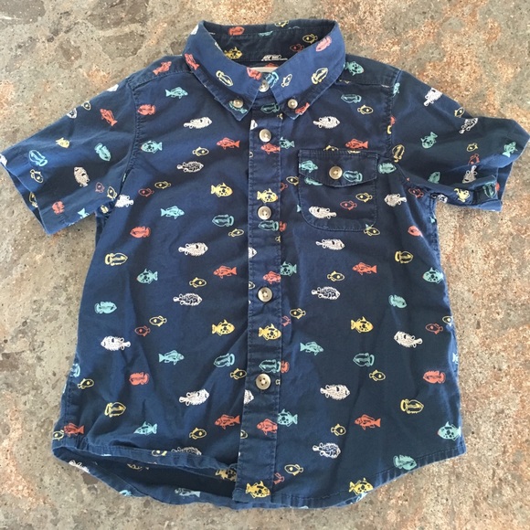 baby boy navy button down shirt