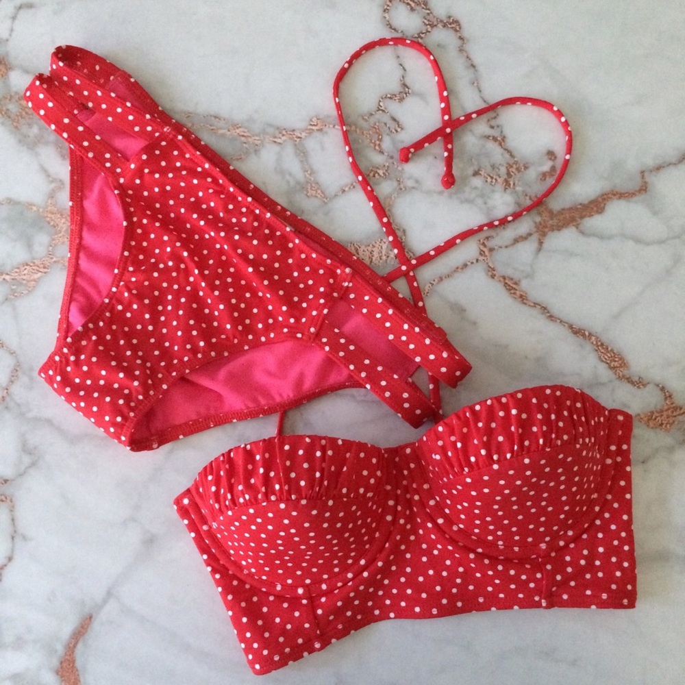 Red Polka Dot Swim Set || Abercombie & Fitch