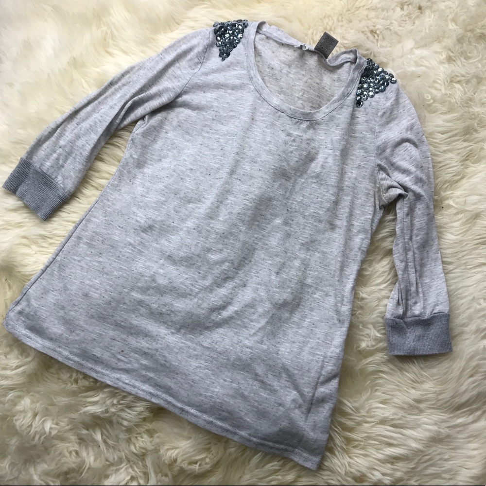 Jeweled Blue and Gray Top!