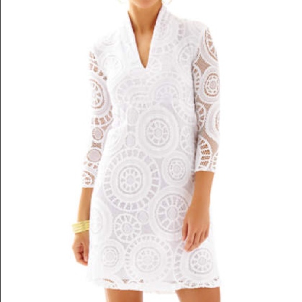White 3/4 Sleeve Lace Lilly Pulitzer Dress