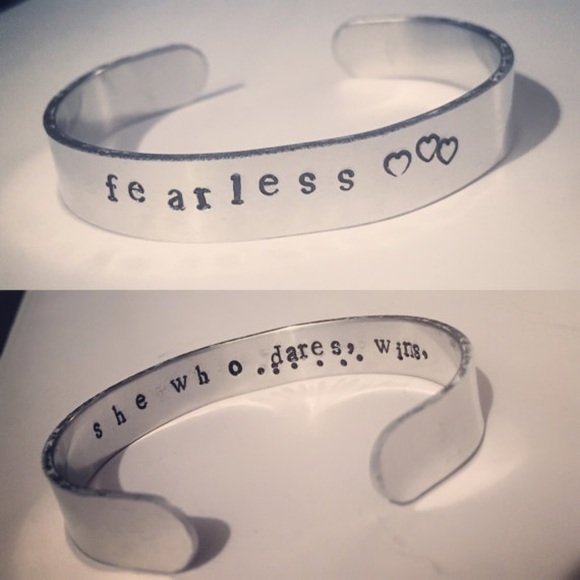 Jewelry - Fearless Stamped Metal Bracelet