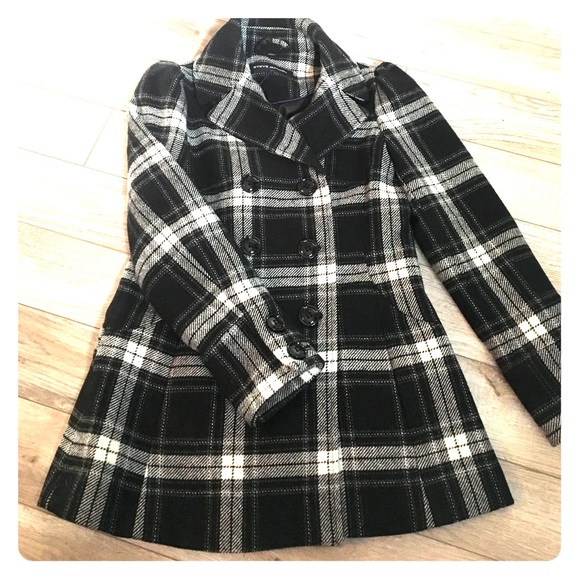 Steve Madden Jackets & Blazers - STEVE MADDEN black and white wool coat