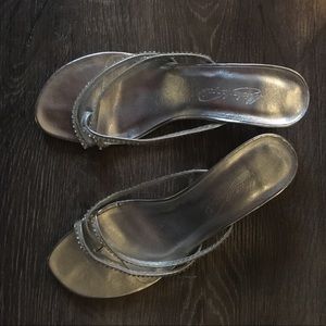 Silver Open-Toe Cross Strap Dress Heels