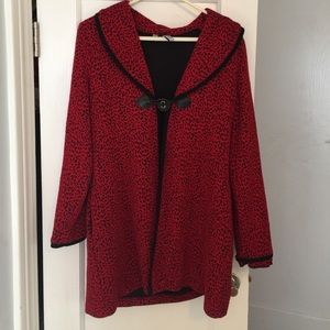 Red animal print coat