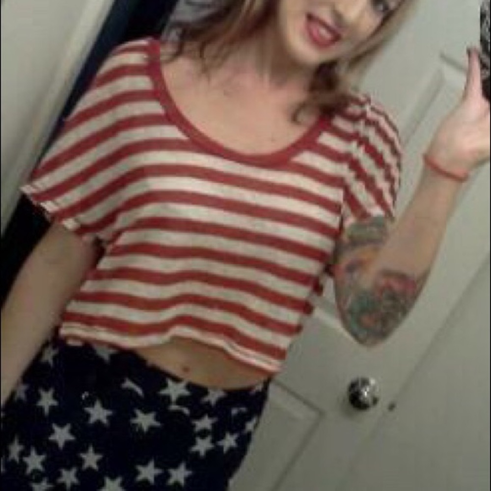 🔥 🇺🇸red white stripes crop top