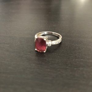 Pink tourmaline and diamond ring