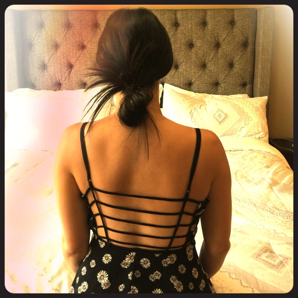 LA Hearts caged-back daisy print sundress