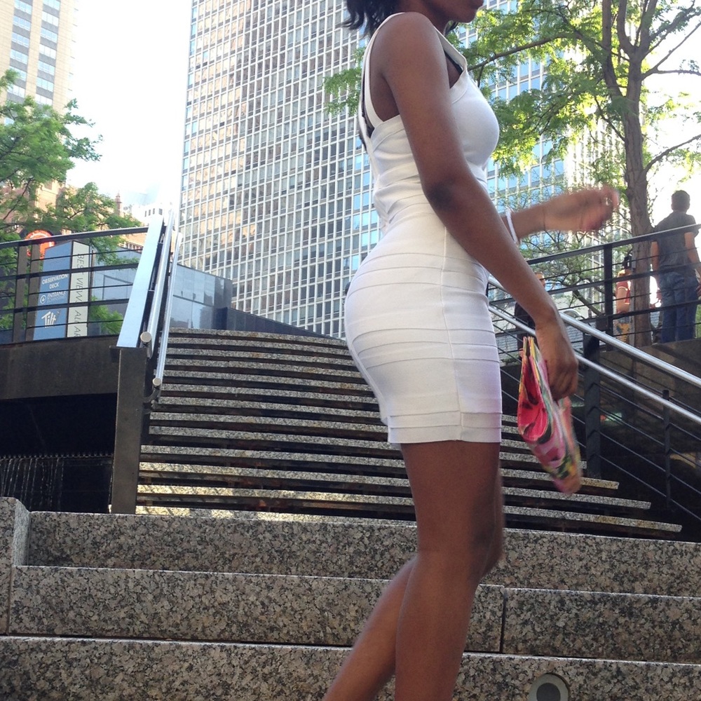White spandex dress.