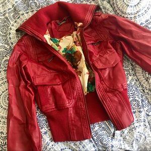 Jou Jou Red Leather Jacket