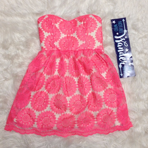 Delia's Dresses & Skirts - Delias Strapless Floral lace overlay with lining