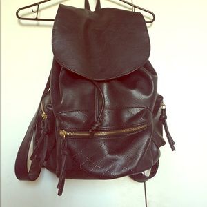 Faux Leather black backpack