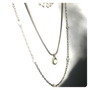 Long, 3 layer necklace.