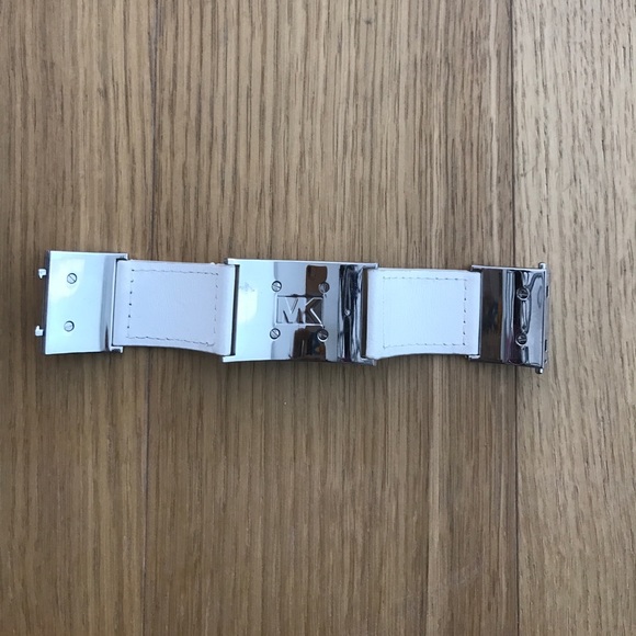 SOLD-Michael Kors Pyramid Stud White Leather Cuff - Picture 3 of 8