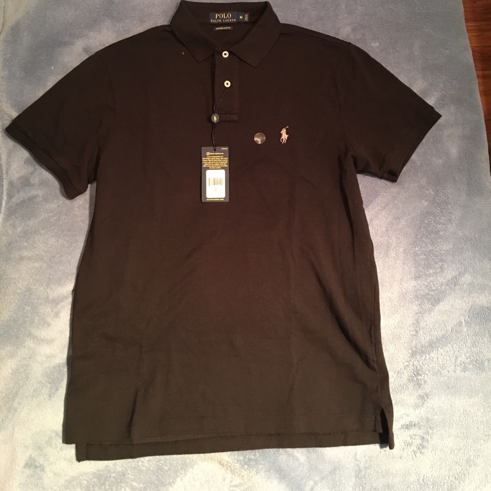 Ralph Lauren black polo new with tags. Custom slim