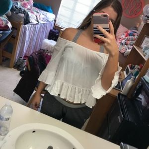 White flow off the shoulder blouse