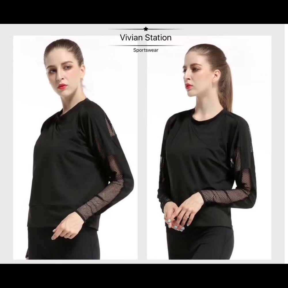 Mesh and cotton poly sweater