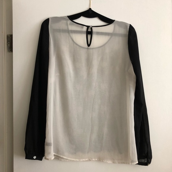 The Limited - Black & Cream Sheer Lace Top - M - Picture 2 of 3