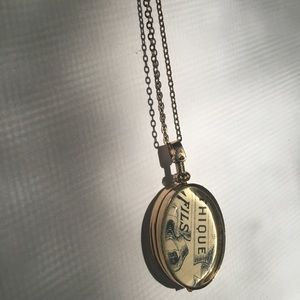 Gold "postcard" necklace