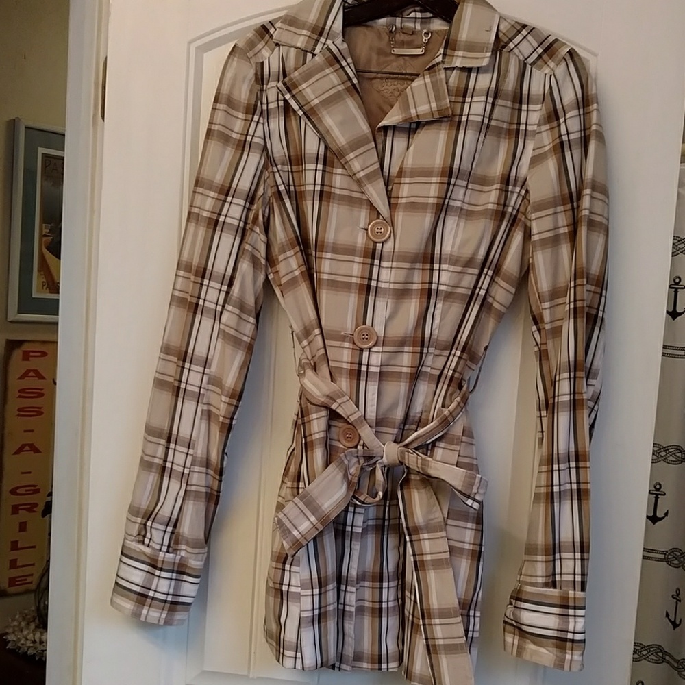 Plaid trench coat