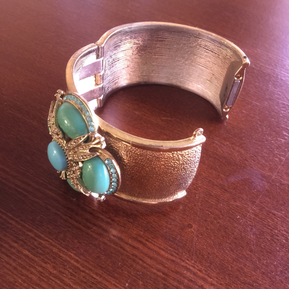 Gold Turquoise Statement Bracelet - Picture 3 of 3