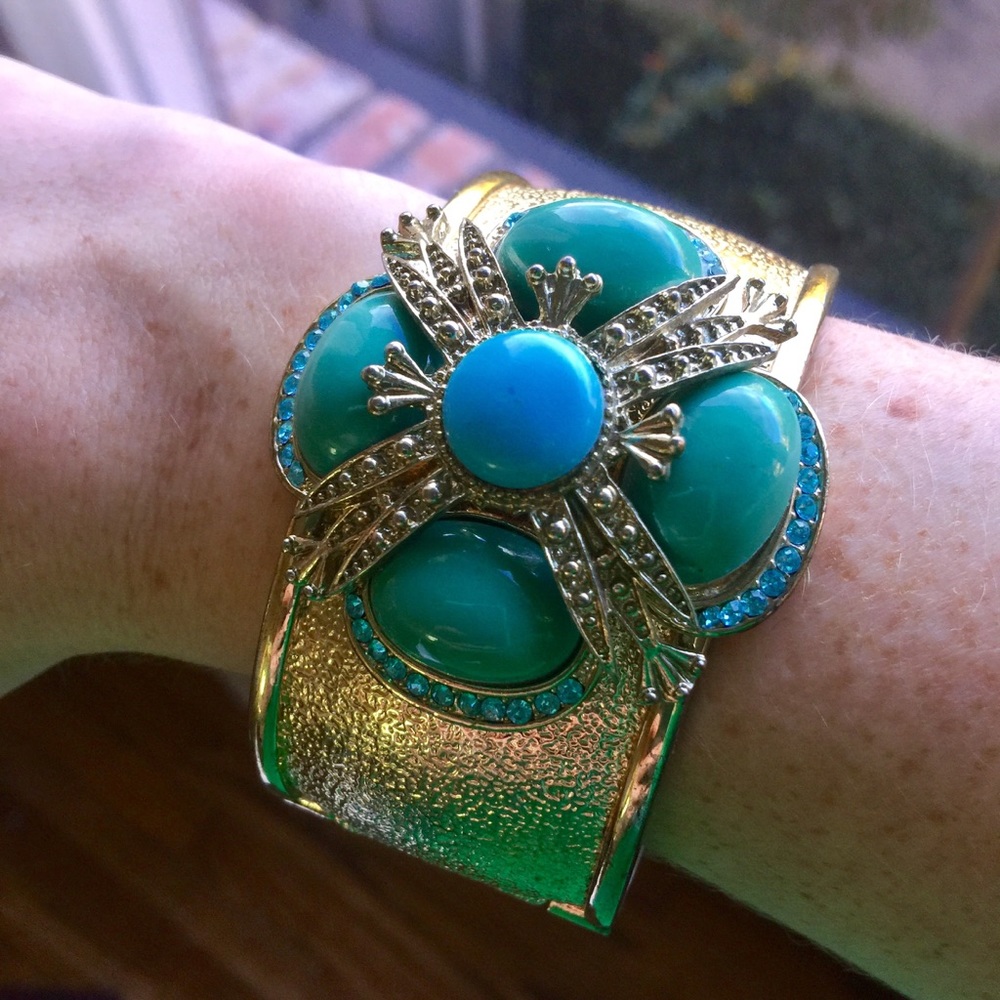 Gold Turquoise Statement Bracelet