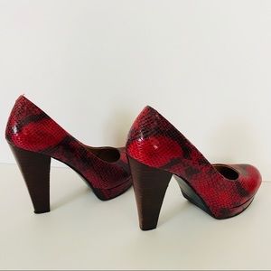 Chinese Laundry Red Snakeskin Platform Heels