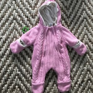 Pink knitted snowsuit velour lined