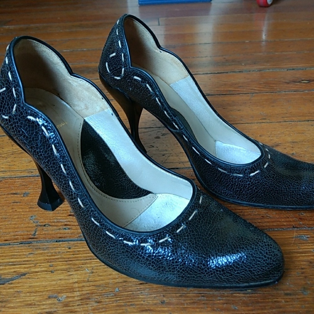 Fluevog Listen Up Audrey black stiletto heels