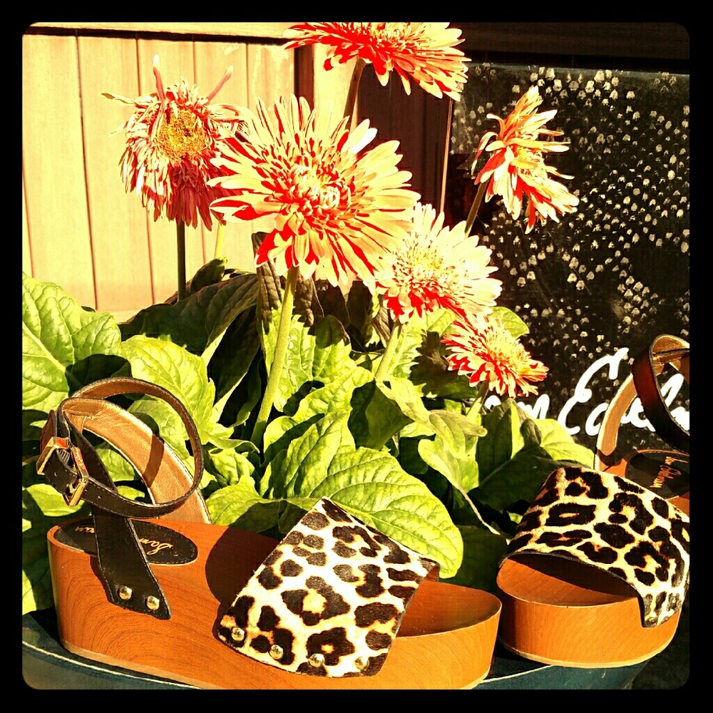 Sam Edelman Leopard Platform Wedge Sandals, New