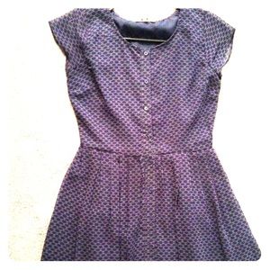 Navy blue front buttons dress, from Mothcloth.