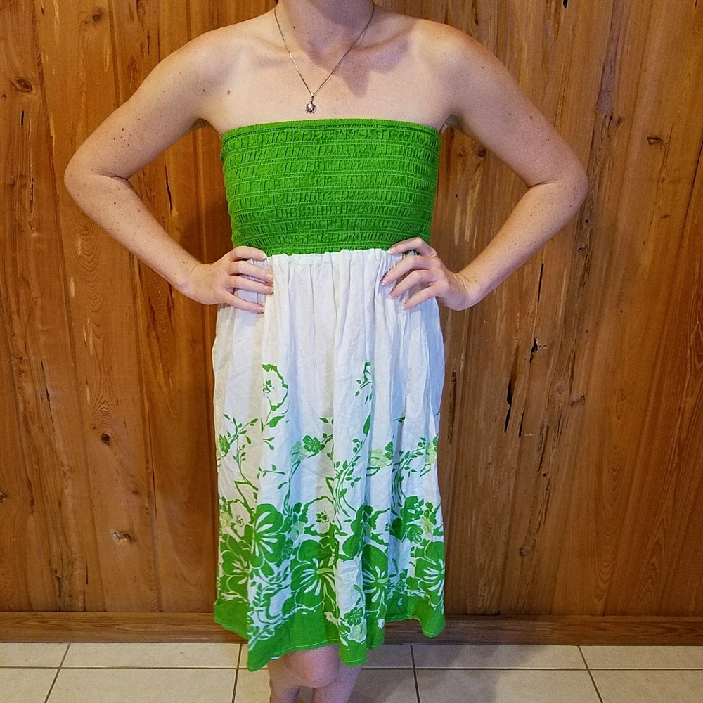 Ocean Breeze, Strapless Dress, Floral Print