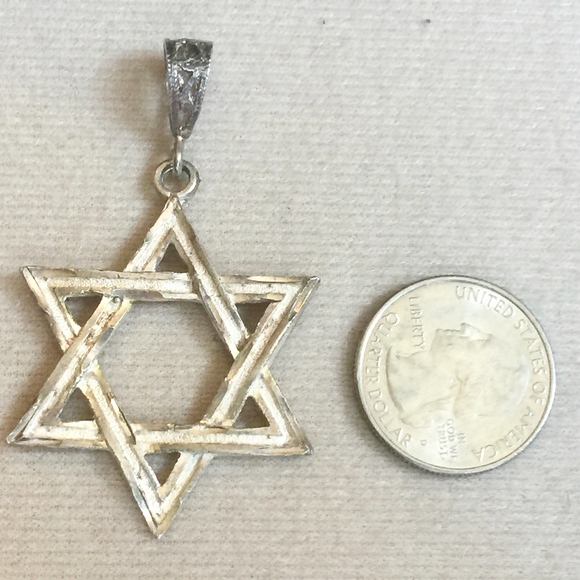 VTG Large Star of David Sterling Silver Pendant - Picture 2 of 4
