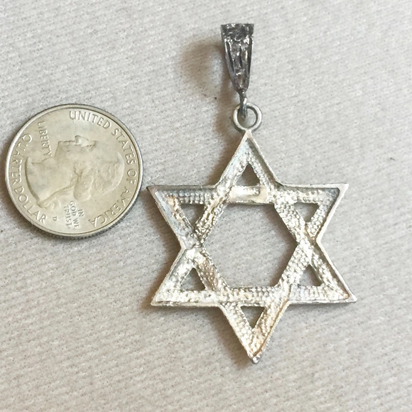 VTG Large Star of David Sterling Silver Pendant - Picture 3 of 4