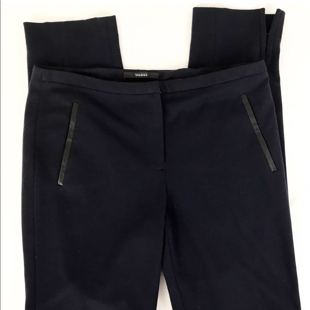 Tahari Sammy Designer Dress Pants Midnight Blue 6