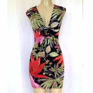 Cache Mini Dress Floral V Neck Size 2 Lined Multi Cache Mini Dress Floral V Neck Size 2 Lined Multi