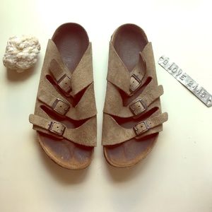 Birkenstock Birkis Tan Three Strap Sandals